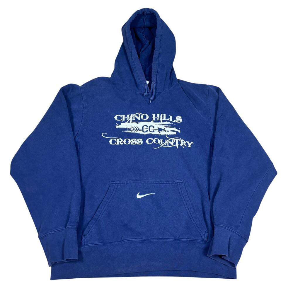 y2k 2000s Nike grunge affliction style cross country hoodie embroidered Small